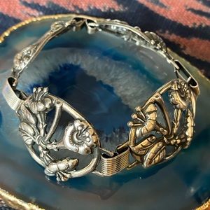 🌴Vintage Art Deco Floral link bracelet